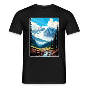 Mount Rainier Nationalpark Reiseposter Souvenir - Männer T-Shirt - Schwarz - Vorne - AI Model Male 178 light (178cm)