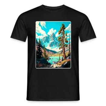 Bridger Teton National Park Affiche de voyage souvenir - T-shirt homme - noir - Devant - AI Model Male 178 light (178cm)