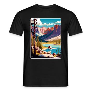 Affiche de voyage du parc national du Grand Bassin - T-shirt homme - noir - Devant - AI Model Male 178 light (178cm)