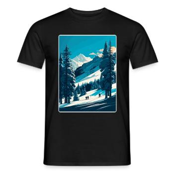 Megève Ski Les Arcs Skifahren Reiseposter Souvenir - Männer T-Shirt - Schwarz - Vorne - AI Model Male 178 light (178cm)