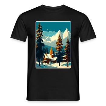 Megève Ski Les Arcs Skifahren Reiseposter Souvenir - Männer T-Shirt - Schwarz - Vorne - AI Model Male 178 light (178cm)