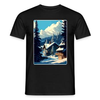 Megève Ski Les Arcs Skifahren Reiseposter Souvenir - Männer T-Shirt - Schwarz - Vorne - AI Model Male 178 light (178cm)