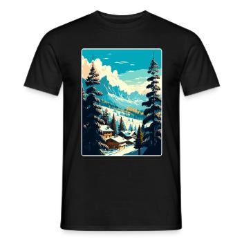 Megève Ski Les Arcs Skifahren Reiseposter Souvenir - Männer T-Shirt - Schwarz - Vorne - AI Model Male 178 light (178cm)
