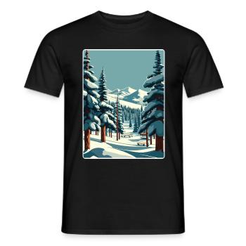Park Ski Skifahren Reise Poster Souvenir Farbe WPA - Männer T-Shirt - Schwarz - Vorne - AI Model Male 178 light (178cm)