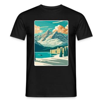 St. Moritz Ski Resort Mountain Travel Poster - Männer T-Shirt - Schwarz - Vorne - AI Model Male 178 light (178cm)