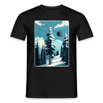 Courchevel Ski Skiing Travel Poster Souvenir WPA - Men's T-Shirt - black - Front - AI Model Male 178 light (178cm)