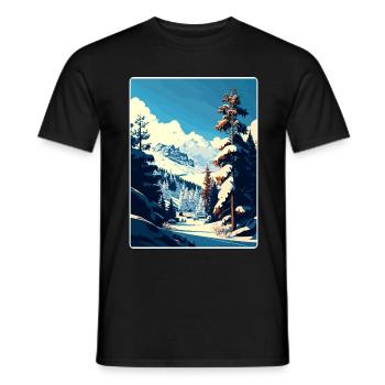 Courchevel Ski Skiing Travel Poster Souvenir WPA - Men's T-Shirt - black - Front - AI Model Male 178 light (178cm)