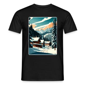 Gstaad Ski Ski Affiche de voyage suisse Souvenir WPA - T-shirt homme - noir - Devant - AI Model Male 178 light (178cm)