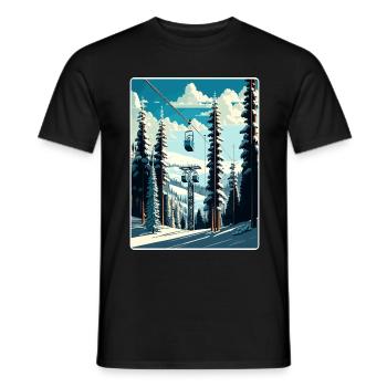 Park Ski Skifahren Reise Poster Souvenir Farbe WPA - Männer T-Shirt - Schwarz - Vorne - AI Model Male 178 light (178cm)