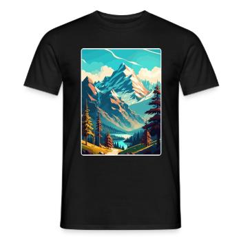 Alpes bavaroises Allemagne Affiche de voyage Souvenir WPA - T-shirt homme - noir - Devant - AI Model Male 178 light (178cm)