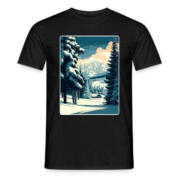 Kitzbuhel Ski Austria Travel Poster Souvenir WPA - Men's T-Shirt - black - Front - AI Model Male 178 light (178cm)