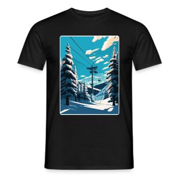 St Anton Ski Skiing Vintage Travel Poster Souvenir - Men's T-Shirt - black - Front - AI Model Male 178 light (178cm)