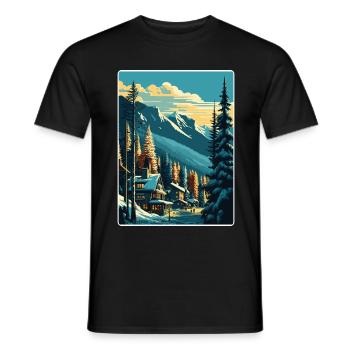 Whistler Ski Skiing Vintage Travel Poster Souvenir - Men's T-Shirt - black - Front - AI Model Male 178 light (178cm)
