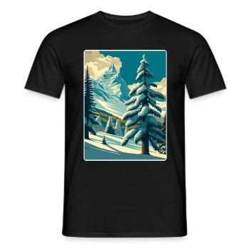 Zermatt Ski Ski Affiche de voyage Peinture souvenir WP - T-shirt homme - noir - Devant - AI Model Male 178 light (178cm)