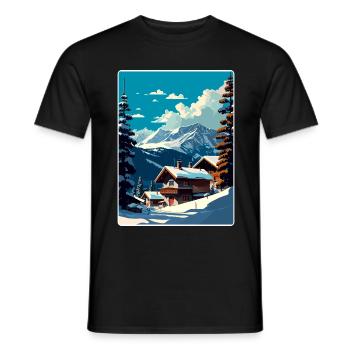 Verbier Ski Ski Voyage Affiche Peinture Souvenir WP - T-shirt homme - noir - Devant - AI Model Male 178 light (178cm)