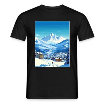 Chamonix Ski Ski Affiche de voyage vintage Souvenir - T-shirt homme - noir - Devant - AI Model Male 178 light (178cm)