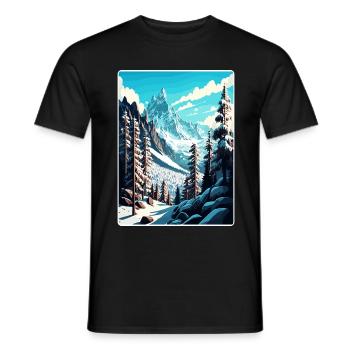 Chamonix Ski Ski Affiche de voyage vintage Souvenir - T-shirt homme - noir - Devant - AI Model Male 178 light (178cm)