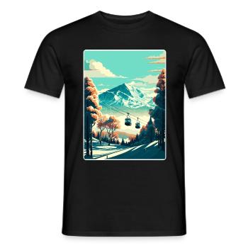 Niseko Ski Skifahren Reise Poster Souvenir Farbe WPA - Männer T-Shirt - Schwarz - Vorne - AI Model Male 178 light (178cm)