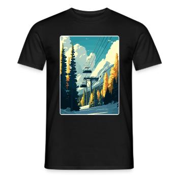 Aspen Ski Skifahren Reise Poster Souvenir Farbe WPA - Männer T-Shirt - Schwarz - Vorne - AI Model Male 178 light (178cm)