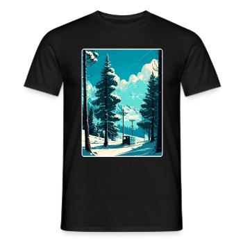 Tignes Ski Skifahren Reise Poster Souvenir Farbe WPA - Männer T-Shirt - Schwarz - Vorne - AI Model Male 178 light (178cm)
