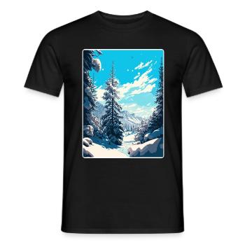 Val D Isère Ski Voyage Poster Peinture Souvenir WPA - T-shirt homme - noir - Devant - AI Model Male 178 light (178cm)