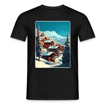 Val Thorens Ski Voyage Poster Peinture Souvenir WPA - T-shirt homme - noir - Devant - AI Model Male 178 light (178cm)