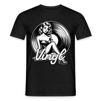 Disque vinyle musique femme cadeau - T-shirt homme - noir - Devant - AI Model Male 178 light (178cm)