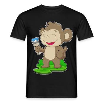Singe Peintre Pinceau Peinture - T-shirt homme - noir - Devant - AI Model Male 178 light (178cm)
