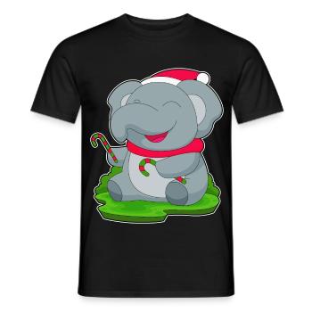 Canne de Noël éléphant - T-shirt homme - noir - Devant - AI Model Male 178 light (178cm)