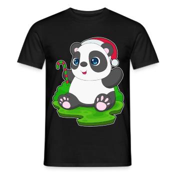 Panda Christmas Candy Cane - Men's T-Shirt - black - Front - AI Model Male 178 light (178cm)