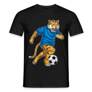 Tiger Fußballspieler Fußball - Männer T-Shirt - Schwarz - Vorne - AI Model Male 178 light (178cm)
