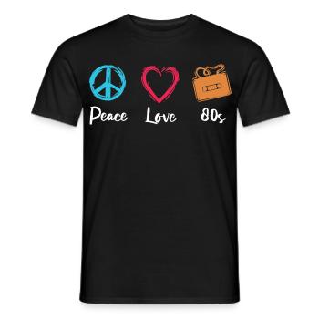 Peace Love 80s - Men's T-Shirt - black - Front - AI Model Male 178 light (178cm)