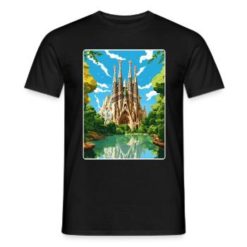 Barcelona Spanien Reise Poster Souvenir Farbe WPA - Männer T-Shirt - Schwarz - Vorne - AI Model Male 178 light (178cm)