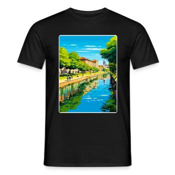 Padua Palermo Town Italy Travel Poster Souvenir - Men's T-Shirt - black - Front - AI Model Male 178 light (178cm)