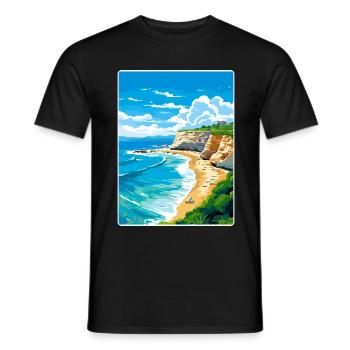 Sicily Italy Travel Poster Souvenir Postcard Paint - Men's T-Shirt - black - Front - AI Model Male 178 light (178cm)