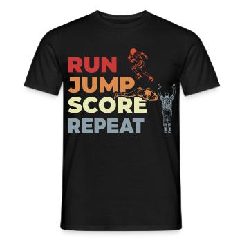 Run, jump, point repeat, - Men's T-Shirt - black - Front - AI Model Male 178 light (178cm)