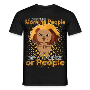 Don't Like Mornings – Grumpy Löwen Humor - Men's T-Shirt - black - Front - AI Model Male 178 light (178cm)
