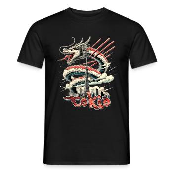 Sushi Drache Tokio Geschenk - Männer T-Shirt - Schwarz - Vorne - AI Model Male 178 light (178cm)