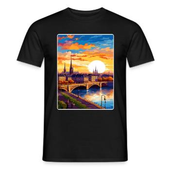 Bordeaux France Affiche de voyage Peinture Souvenir WPA - T-shirt homme - noir - Devant - AI Model Male 178 light (178cm)