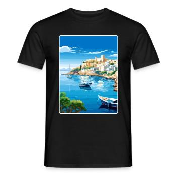 Kos Griechenland Reise Poster Souvenir Postkarte Farbe - Männer T-Shirt - Schwarz - Vorne - AI Model Male 178 light (178cm)
