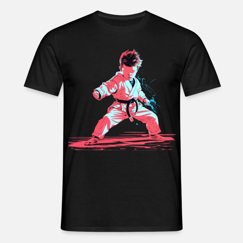 Karate Junge Synthwave - Männer T-Shirt - Schwarz