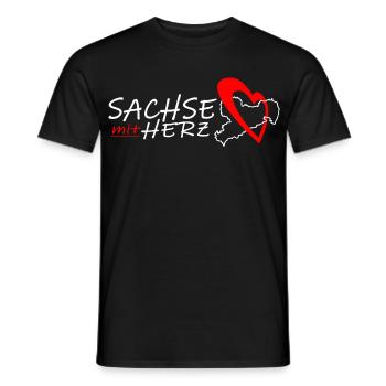 Sachse mit Herz - Herzschlag - Männer T-Shirt - Schwarz - Vorne - AI Model Male 178 light (178cm)