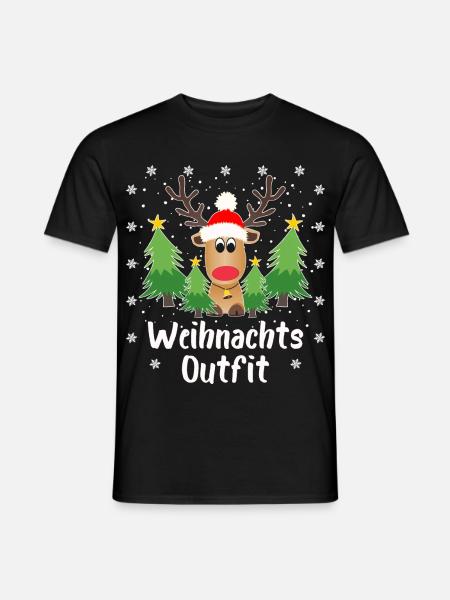 Rentier Tannenbäume Schneeflocken Weihnachten - Männer T-Shirt - Schwarz