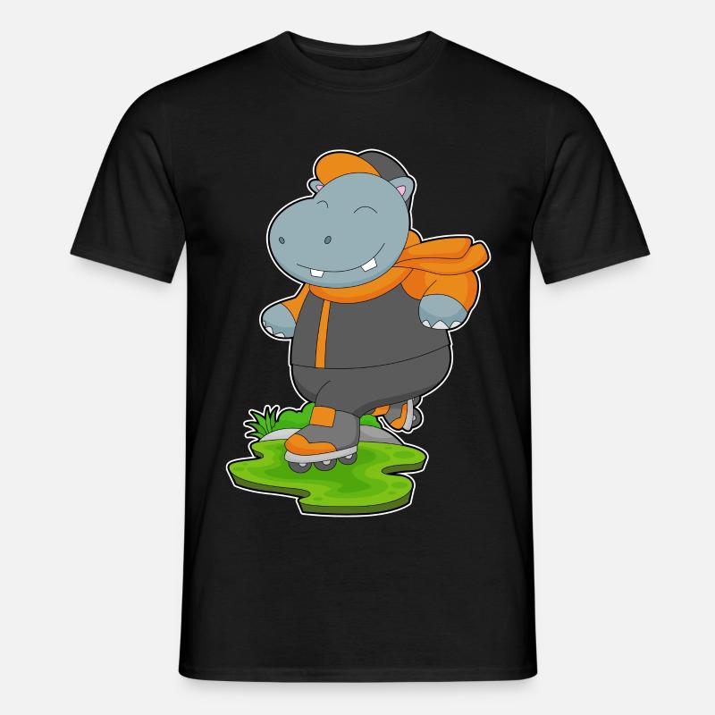 Nilpferd Inline skating Inline skates - Männer T-Shirt - Schwarz