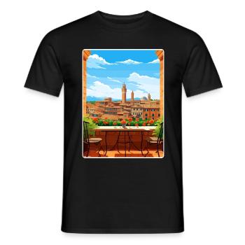 Siena Italien Reise Poster Souvenir Postkarte Farbe - Männer T-Shirt - Schwarz - Vorne - AI Model Male 178 light (178cm)
