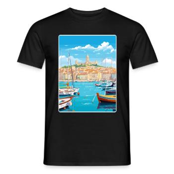 Marseille Frankreich Reise Poster Souvenir Farbe WPA - Männer T-Shirt - Schwarz - Vorne - AI Model Male 178 light (178cm)