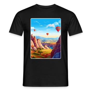 Cappadoce Turquie Voyage Affiche Souvenir Peinture WPA - T-shirt homme - noir - Devant - AI Model Male 178 light (178cm)