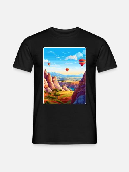 Kappadokien Türkei Reise Poster Souvenir Farbe WPA - Männer T-Shirt - Schwarz