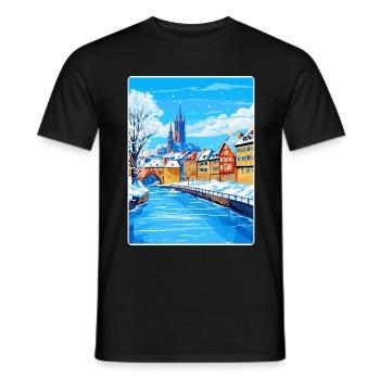 Straßburg Frankreich Reiseposter Souvenir Farbe WPA - Männer T-Shirt - Schwarz - Vorne - AI Model Male 178 light (178cm)