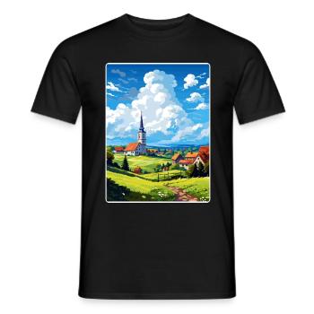 Odenwald Allemagne Affiche de voyage Peinture souvenir WPA - T-shirt homme - noir - Devant - AI Model Male 178 light (178cm)